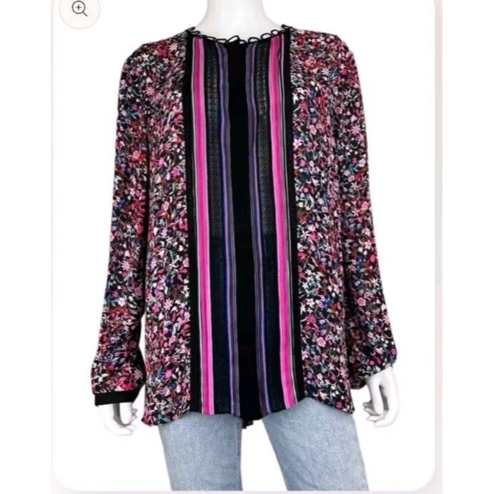Elie Tahari Silk Lace Long Sleeves Dark Floral Goth Romantic Womens Size Small